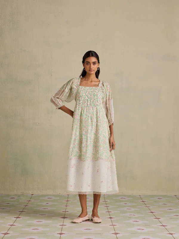 Midi dresses with lace - up fronts for a unique and adjustable style Cypress Chintz Dress