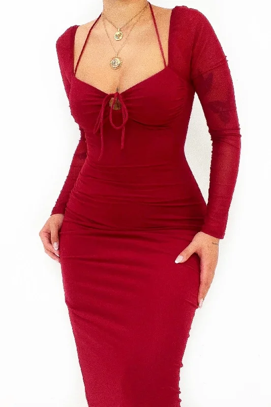 Midi dresses with denim fabric for a casual yet stylish day out Earnie Midi Dress - Red Midi dresses with denim fabric for a casual yet stylish day out Earnie Midi Dress - Red