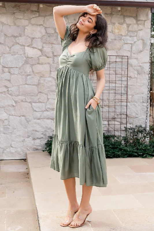 Midi dresses with off - the - shoulder necklines for a flirty look Annalisa Midi Dress | Olive Midi dresses with off - the - shoulder necklines for a flirty look Annalisa Midi Dress | Olive