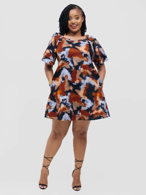Strapless mini dresses for a beach vacation Lokali Dala Shift Dress - Brown / Black