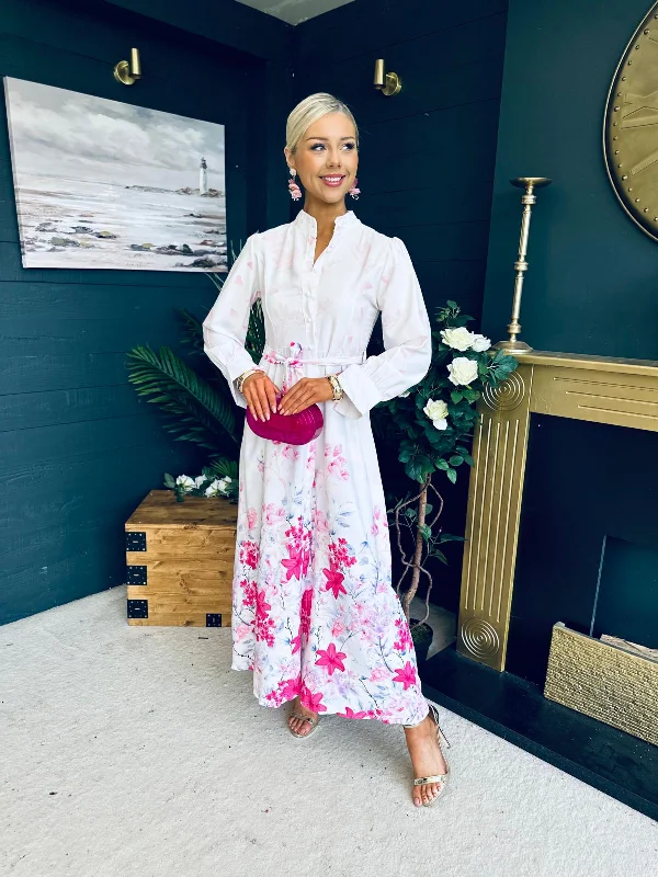 Midi dresses with pom - pom trims for a playful and festive look Kaiden Belted Midi Shirt Dress Floral