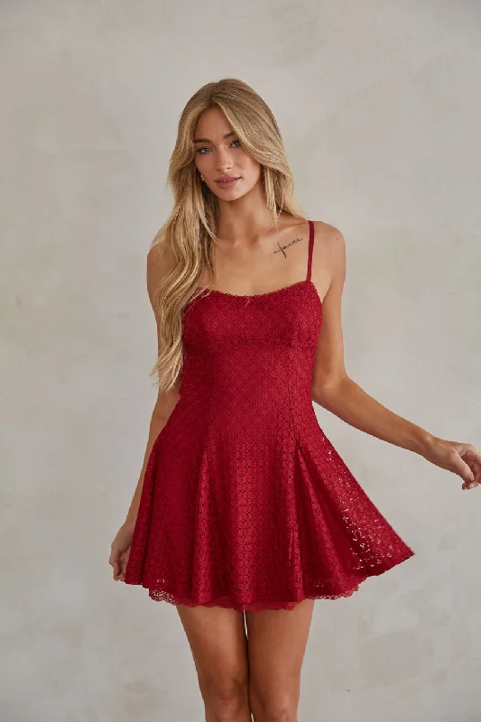 Mini dresses with cut - out details for a trendy look Betty Lace Fit and Flare Mini Dress Mini dresses with cut - out details for a trendy look Betty Lace Fit and Flare Mini Dress