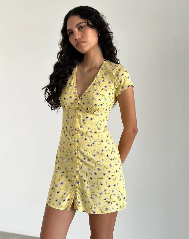 Mini dresses with mesh panels for a sexy and trendy look Omoni Mini Dress in Wild Flower Lemon Drop Mini dresses with mesh panels for a sexy and trendy look Omoni Mini Dress in Wild Flower Lemon Drop