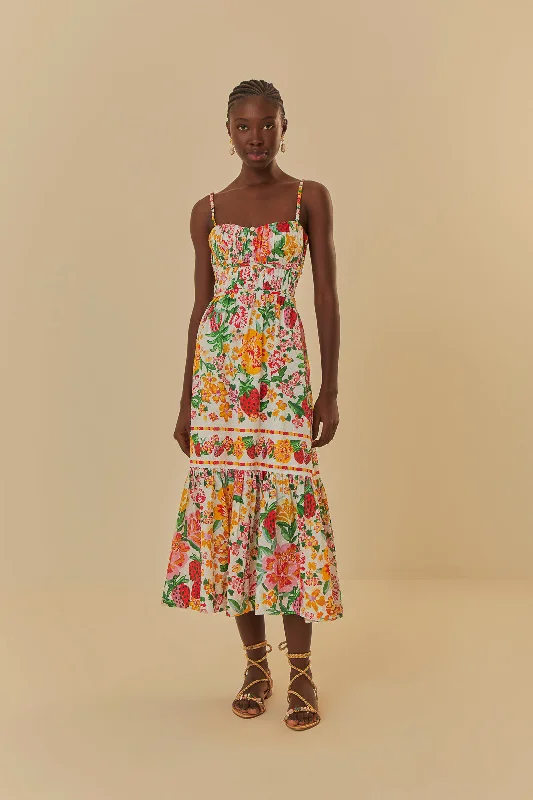 Midi dresses with side slits for a sexy and elegant appearance White Floral Sketch Midi Dress Midi dresses with side slits for a sexy and elegant appearance White Floral Sketch Midi Dress