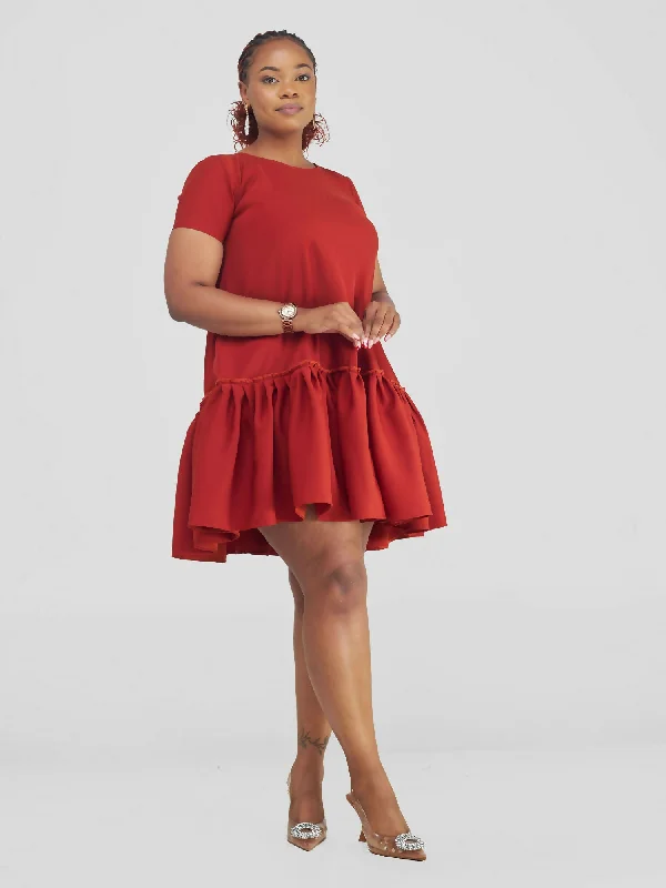 Mini dresses with high - low hems for a modern twist Mina Shift Dress - Rust