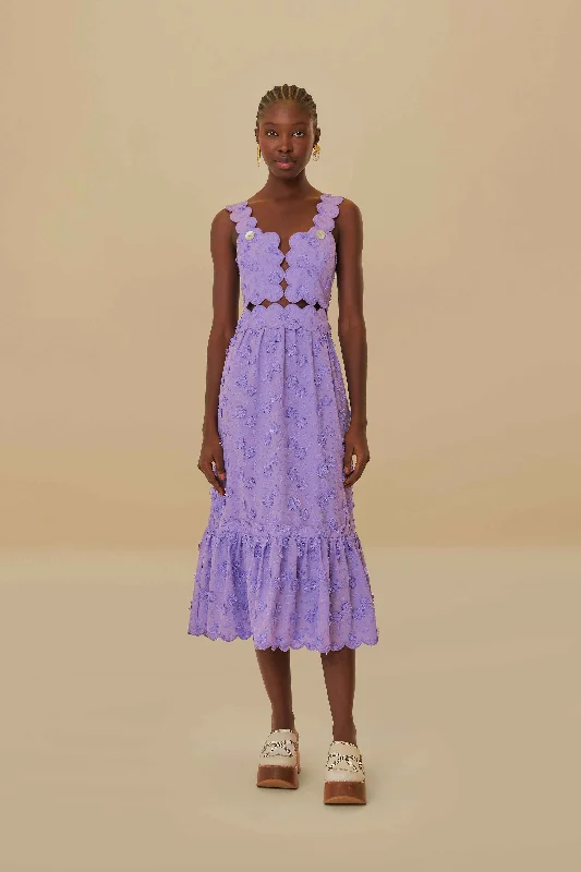 Midi dresses with ruffled hems for a romantic date night Lilac 3D Flower Sleeveless Midi Dress Midi dresses with ruffled hems for a romantic date night Lilac 3D Flower Sleeveless Midi Dress