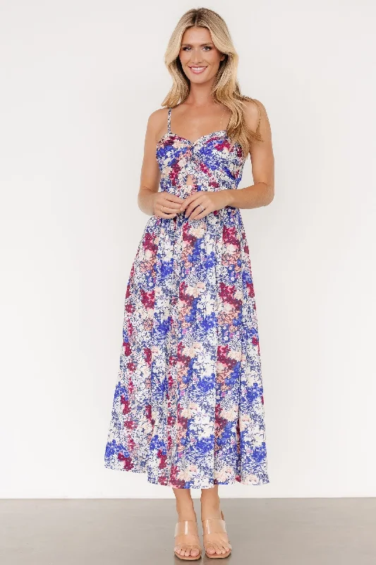 Midi dresses with metallic threads for a glamorous evening event Evette Sweetheart Tank Dress | Blue Multi