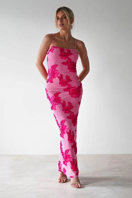 Midi dresses with halter necks for a stylish and comfortable option Adora Floral Mesh Maxi Dress | Pink Midi dresses with halter necks for a stylish and comfortable option Adora Floral Mesh Maxi Dress | Pink