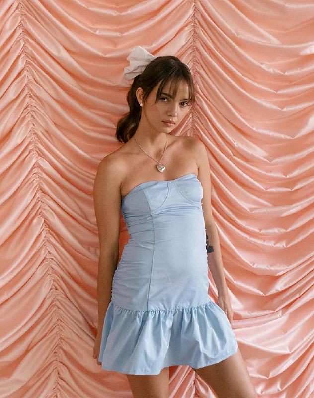 Mini dresses with criss - cross backs for a flirty look Okapi Mini Dress in Powder Blue Mini dresses with criss - cross backs for a flirty look Okapi Mini Dress in Powder Blue