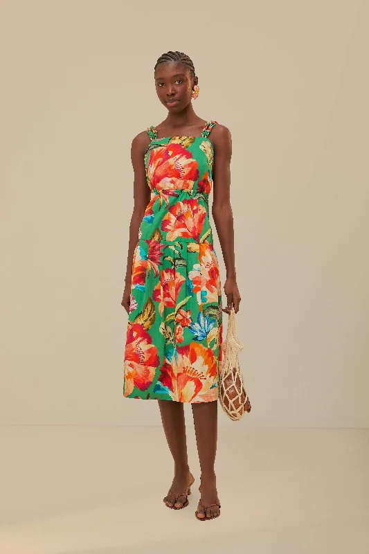 Midi dresses with sheer panels for a touch of allure Green Tropicart Sleeveless Midi Dress Midi dresses with sheer panels for a touch of allure Green Tropicart Sleeveless Midi Dress