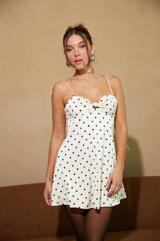 Metallic mini dresses for a glamorous event Ilona Contrast Polka Dot Twist Front Mini Dress Metallic mini dresses for a glamorous event Ilona Contrast Polka Dot Twist Front Mini Dress