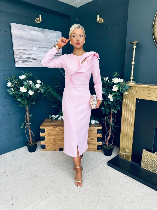 Midi dresses with gathered skirts for a full and flowing silhouette Regan Detailed Occasion Dress Pwr Pink Midi dresses with gathered skirts for a full and flowing silhouette Regan Detailed Occasion Dress Pwr Pink