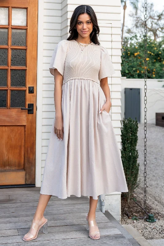 Midi dresses with one - shoulder designs for a modern and asymmetric style Cici Sweater Dress | Natural Midi dresses with one - shoulder designs for a modern and asymmetric style Cici Sweater Dress | Natural