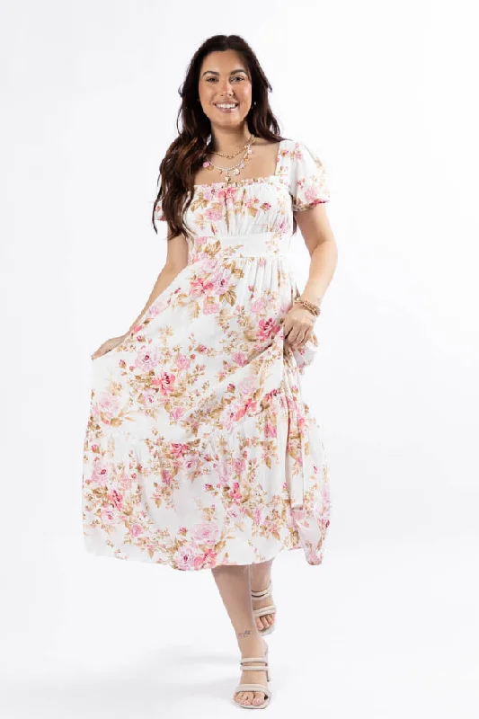 Midi dresses with mesh inserts for a trendy and breathable option Small Town Smoke Show Pink Multi Floral Midi Dress Midi dresses with mesh inserts for a trendy and breathable option Small Town Smoke Show Pink Multi Floral Midi Dress