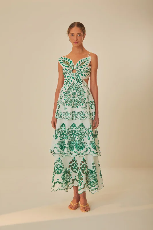 Midi dresses with tiered skirts for a bohemian festival look Off-White Flower Richelieu Euroflax™ Premium Linen Midi Dress Midi dresses with tiered skirts for a bohemian festival look Off-White Flower Richelieu Euroflax™ Premium Linen Midi Dress