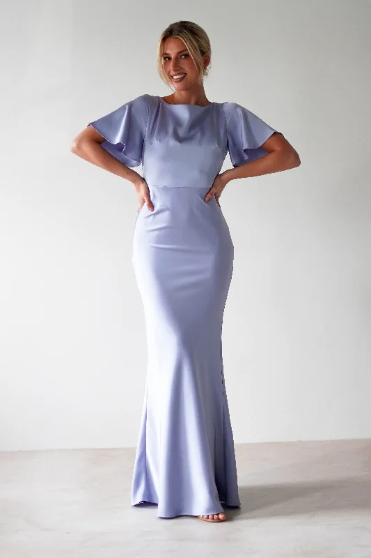 Midi dresses with lace - up fronts for a unique and adjustable style Olivia Soft Matte Satin Maxi Dress | Periwinkle Blue Midi dresses with lace - up fronts for a unique and adjustable style Olivia Soft Matte Satin Maxi Dress | Periwinkle Blue