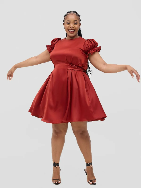 Mini dresses with pom - pom trims for a playful feel Aniya Shift Dress - Rust / Brown Mini dresses with pom - pom trims for a playful feel Aniya Shift Dress - Rust / Brown