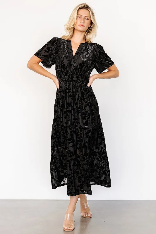 Midi dresses with cotton - blend materials for everyday comfort Bronwyn Velvet Dress | Black Midi dresses with cotton - blend materials for everyday comfort Bronwyn Velvet Dress | Black