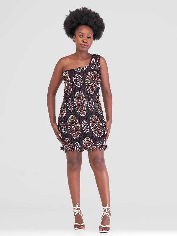 Floral print mini dresses for summer parties Ricca Ankara Short Stretchy Dress - Brown Print Floral print mini dresses for summer parties Ricca Ankara Short Stretchy Dress - Brown Print