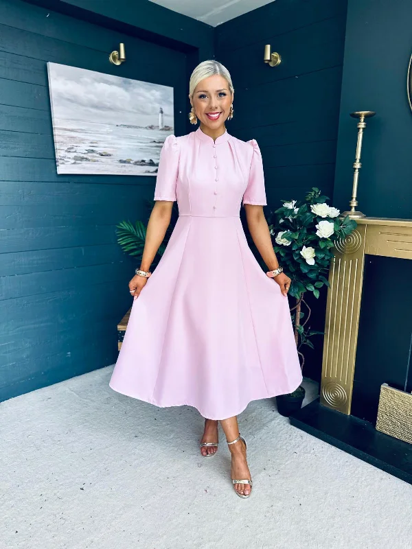 Midi dresses with patchwork patterns for a one - of - a - kind style Phoebe Detailed Occasion Dress Pwr Pink Midi dresses with patchwork patterns for a one - of - a - kind style Phoebe Detailed Occasion Dress Pwr Pink