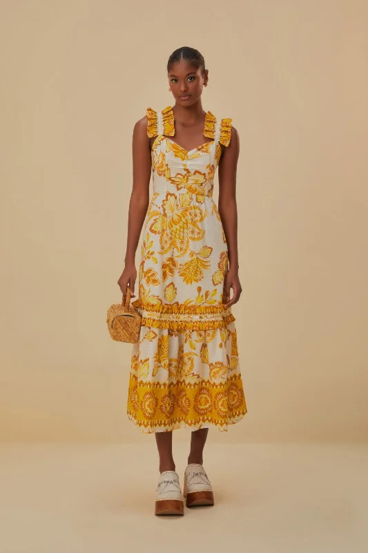 Midi dresses with button - front designs for a classic touch Off-White Aura Floral Midi Dress Midi dresses with button - front designs for a classic touch Off-White Aura Floral Midi Dress
