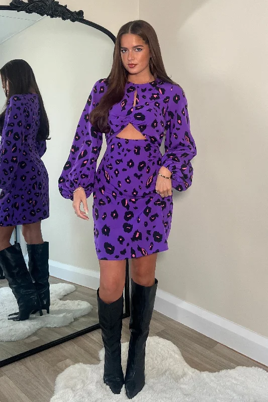 Mini dresses with abstract prints for an artistic look Clara Purple Leopard Print Mini Dress Mini dresses with abstract prints for an artistic look Clara Purple Leopard Print Mini Dress