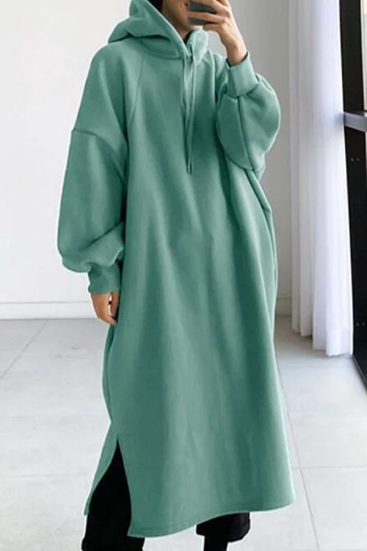 Midi dresses with animal prints for a bold and confident appearance Drop Shoulder Hooded Sweatshirt Dress Midi dresses with animal prints for a bold and confident appearance Drop Shoulder Hooded Sweatshirt Dress