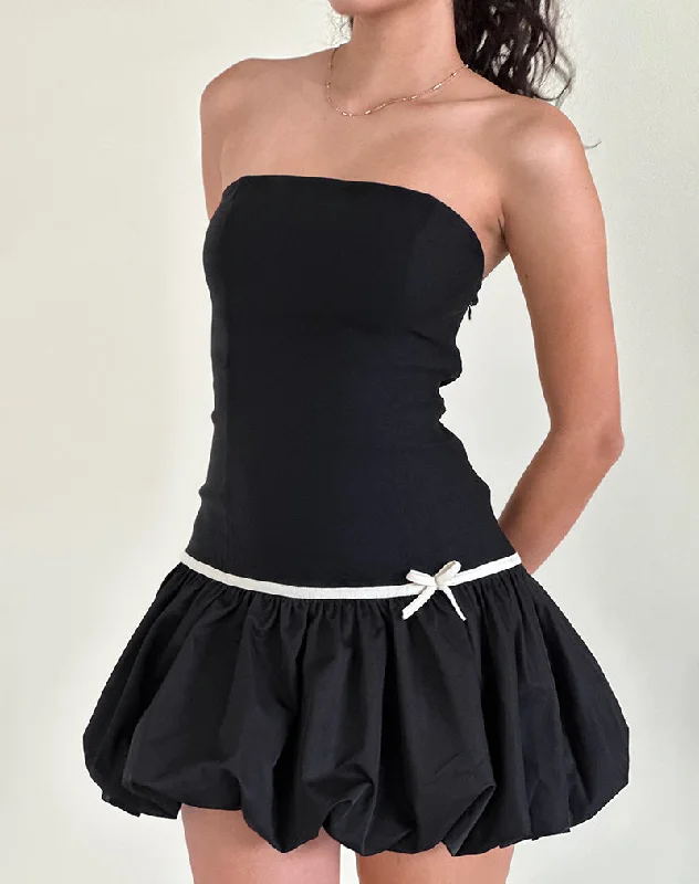 Satin mini dresses for a luxurious feel Klaita Puffball Mini Dress in Black