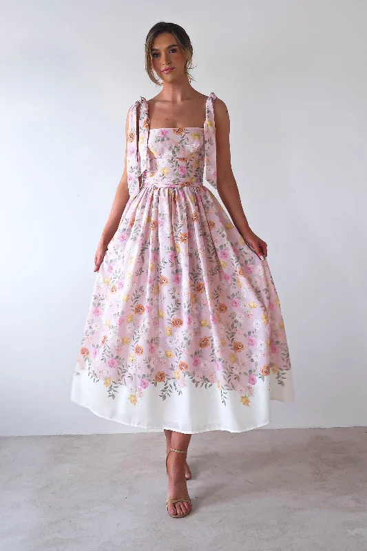 Midi dresses with sheer panels for a touch of allure Chelsea Floral Maxi Dress | Pink Print Midi dresses with sheer panels for a touch of allure Chelsea Floral Maxi Dress | Pink Print