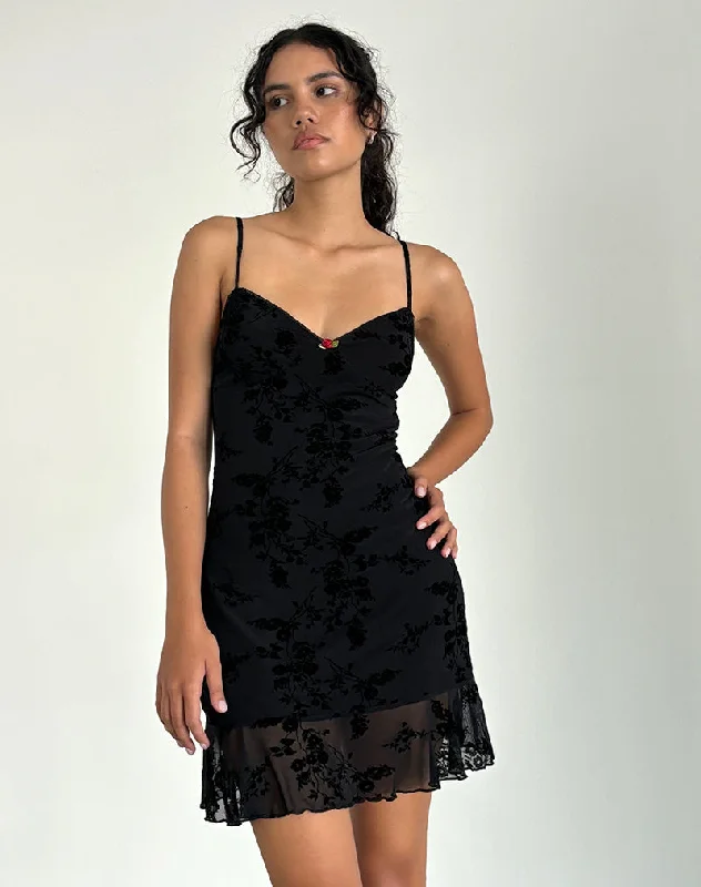 Mini dresses with side slits for a sexy appeal Micaya Mini Dress In Black Botanical Flower Mini dresses with side slits for a sexy appeal Micaya Mini Dress In Black Botanical Flower