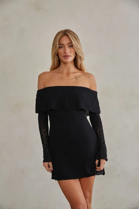 Mini dresses with one - shoulder designs Julia Off the Shoulder Ruffle Sweater Mini Dress Mini dresses with one - shoulder designs Julia Off the Shoulder Ruffle Sweater Mini Dress