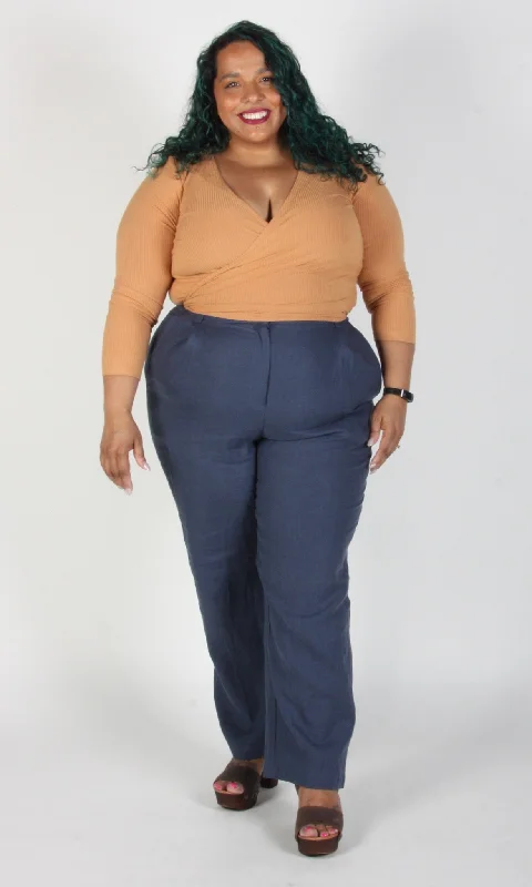 Plus Size Women's Pleated Front Dress Pants for Office WearChucklehead Pant - Navy
