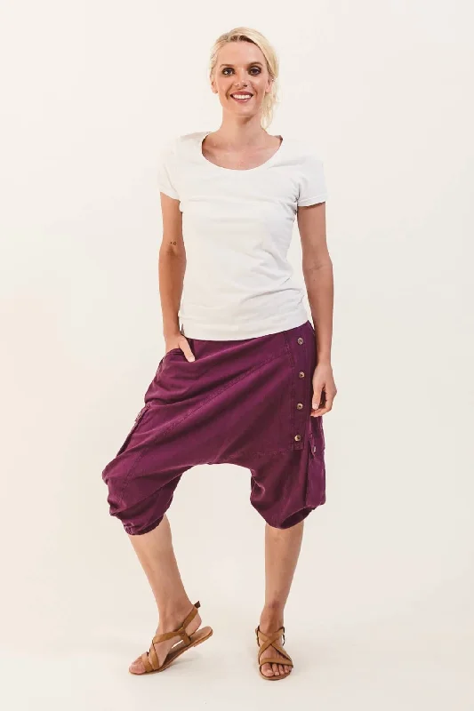 Cropped Women's Corduroy Pants in Autumn ColorsShort Drop Crotch Pants