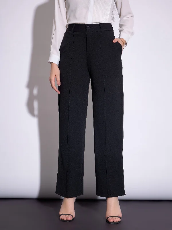 Plus Size Women's Cargo Pants with Multiple Pockets for HikingWomen Black Front Darted Pants