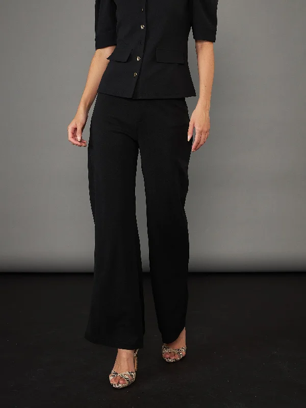 Plus Size Women's Metallic - Finish Joggers for a Stylish LoungeWomen Black Knitted Bell Bottom Pants Plus Size Women's Metallic - Finish Joggers for a Stylish LoungeWomen Black Knitted Bell Bottom Pants