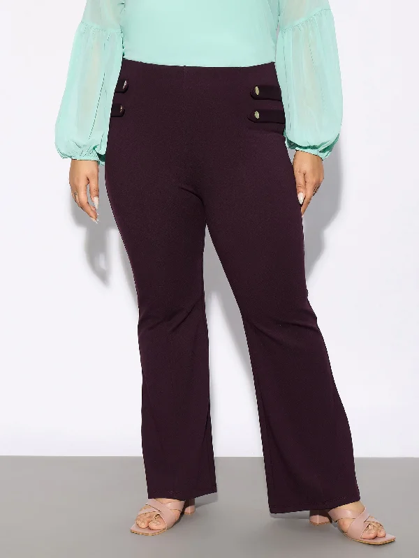 Cropped Women's Corduroy Pants in Autumn ColorsWomen Burgundy Bell Bottom Trousers