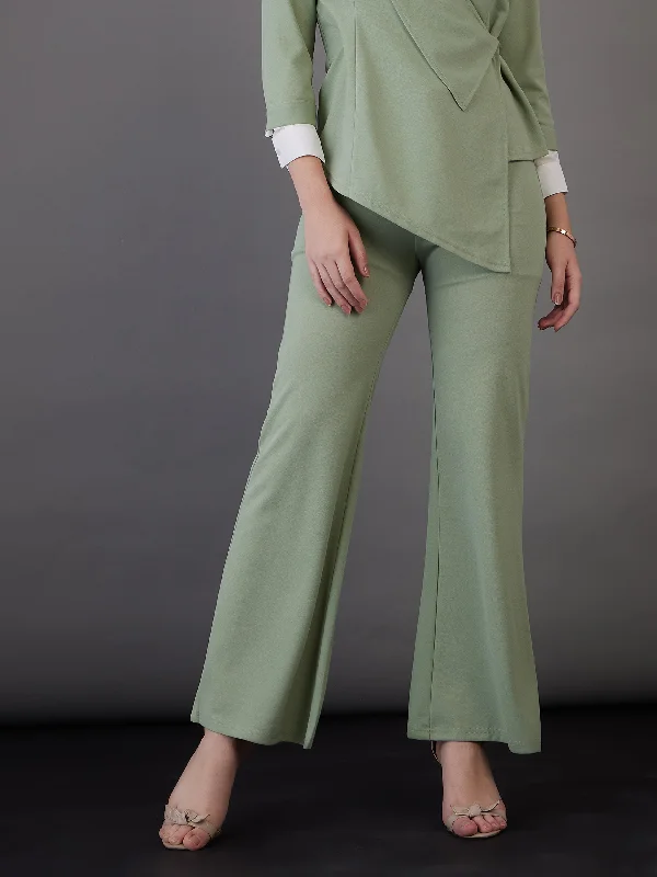Cropped Women's Corduroy Pants in Autumn ColorsWomen Green Knitted Bell Bottom Pants Cropped Women's Corduroy Pants in Autumn ColorsWomen Green Knitted Bell Bottom Pants