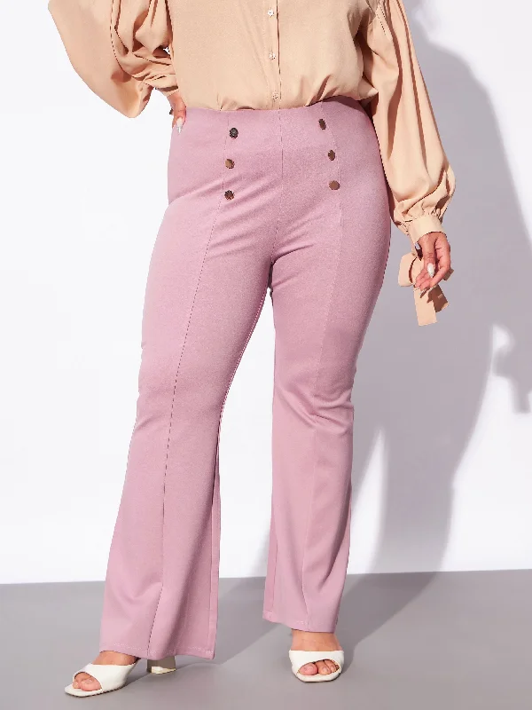 Skinny Fit Women's Leather Look Leggings for a Rocker VibeWomen Pale Pink Mock Button Detail Bell Bottom Trousers Skinny Fit Women's Leather Look Leggings for a Rocker VibeWomen Pale Pink Mock Button Detail Bell Bottom Trousers