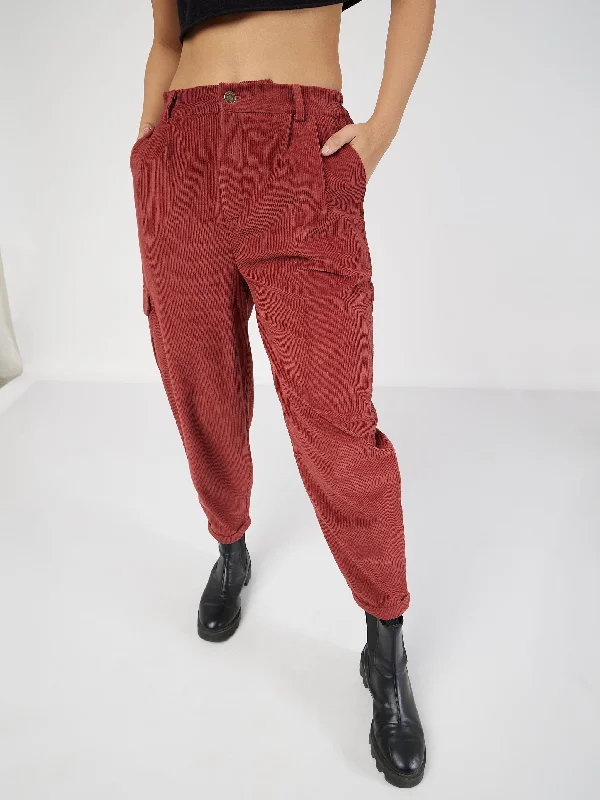 Women's Straight - Leg Linen Pants for a Breezy Summer LookWomen Rust Corduroy Carrot Fit Pants Women's Straight - Leg Linen Pants for a Breezy Summer LookWomen Rust Corduroy Carrot Fit Pants