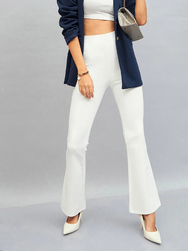 Straight - Leg Women's Vegan Leather Pants for a Chic LookWomen White Bell Bottom 4-Way Stretch Pants Straight - Leg Women's Vegan Leather Pants for a Chic LookWomen White Bell Bottom 4-Way Stretch Pants