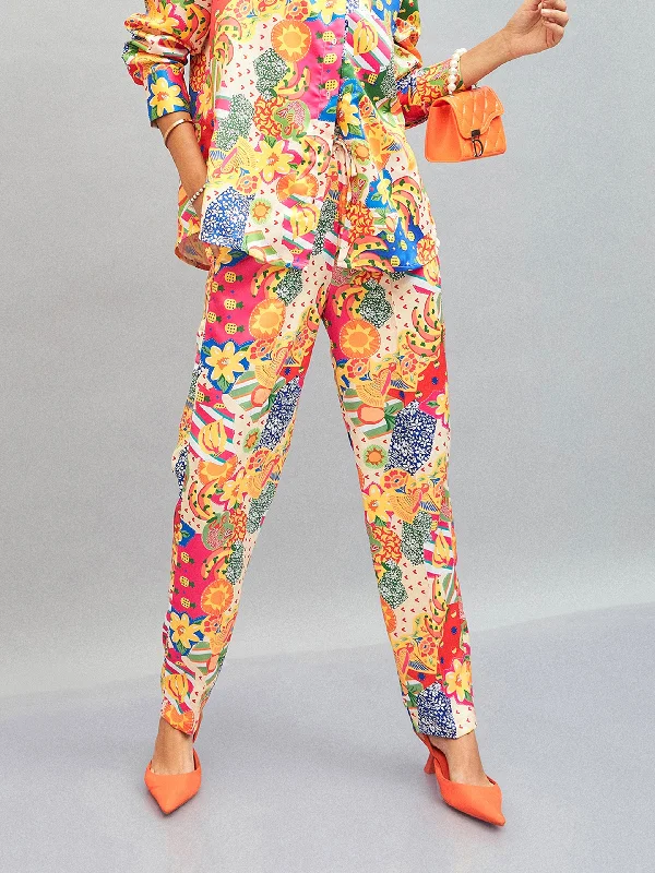 Plus Size Women's Elastic - Waist Culottes in Earth TonesWomen Yellow Multi Satin Abstract Darted Pants Plus Size Women's Elastic - Waist Culottes in Earth TonesWomen Yellow Multi Satin Abstract Darted Pants