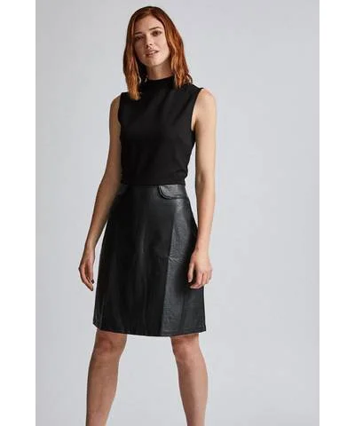 Printed Abstract Women Dress for a Modern and Artistic Appeal2 in 1 PU Dress Black