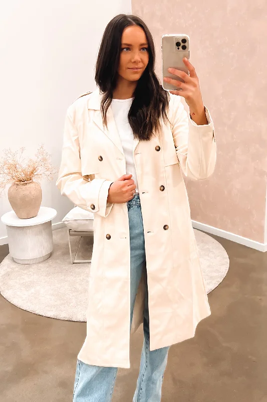 Women's long - length wool blend jackets for a warm and stylish winter lookAlexis Vegan Leather Trench Natural Women's long - length wool blend jackets for a warm and stylish winter lookAlexis Vegan Leather Trench Natural