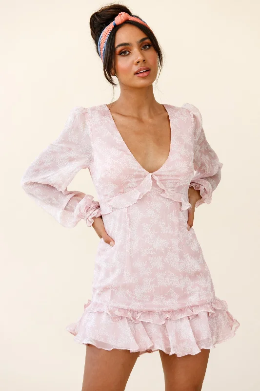 Sleeveless Women Dress in Bright Colors for Summer PartiesAmarantha Sheer Balloon Sleeve Frill Trim Dress Floral Print Pink Sleeveless Women Dress in Bright Colors for Summer PartiesAmarantha Sheer Balloon Sleeve Frill Trim Dress Floral Print Pink
