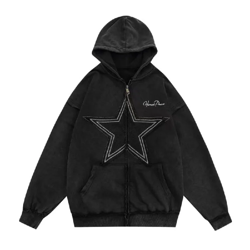 Women's tie - dye hoodie in bright colors for a retro and eye - catching styleAmerican Distressed Stars Solid Color Hoodie Women's tie - dye hoodie in bright colors for a retro and eye - catching styleAmerican Distressed Stars Solid Color Hoodie