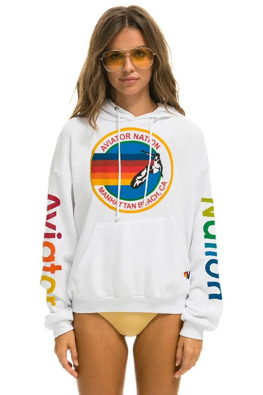 Women's quarter - zip sweatshirt made of organic cotton for eco - conscious fashionAVIATOR NATION MANHATTAN BEACH RELAXED PULLOVER HOODIE - WHITE Women's quarter - zip sweatshirt made of organic cotton for eco - conscious fashionAVIATOR NATION MANHATTAN BEACH RELAXED PULLOVER HOODIE - WHITE
