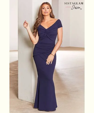 Long - Sleeve Women Dress in Velvet for a Luxurious Winter LookBardot Maxi Dress Navy Long - Sleeve Women Dress in Velvet for a Luxurious Winter LookBardot Maxi Dress Navy