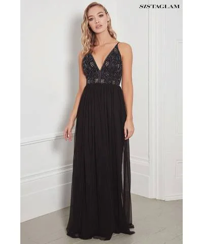 Halter Neck Women Dress to Show Off the Shoulders and NecklineBlack Plunge Embellished Maxi Dress Halter Neck Women Dress to Show Off the Shoulders and NecklineBlack Plunge Embellished Maxi Dress