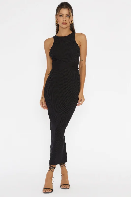 Ruffled Women Dress with Multiple Layers for a Playful and Girly StyleCharmed Me Ribbed Knit Midi Dress Black Ruffled Women Dress with Multiple Layers for a Playful and Girly StyleCharmed Me Ribbed Knit Midi Dress Black