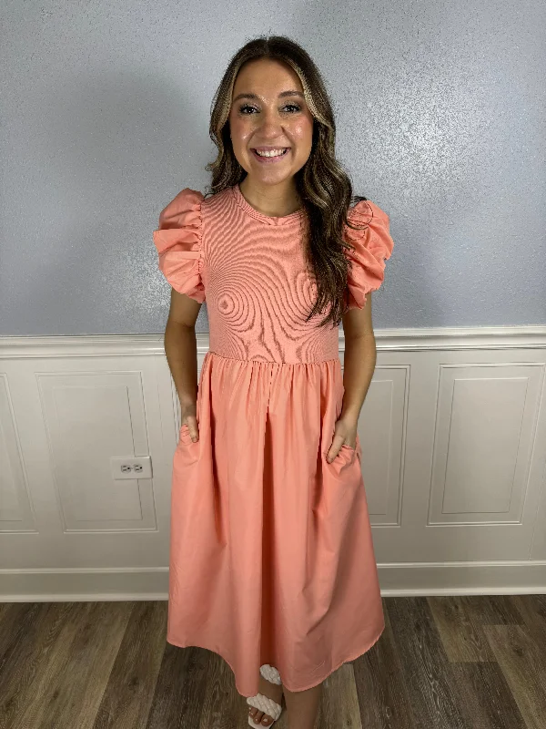 Ball Gown Women Dress with a Full Skirt for a Princess - like LookCoral multi textured midi Ball Gown Women Dress with a Full Skirt for a Princess - like LookCoral multi textured midi